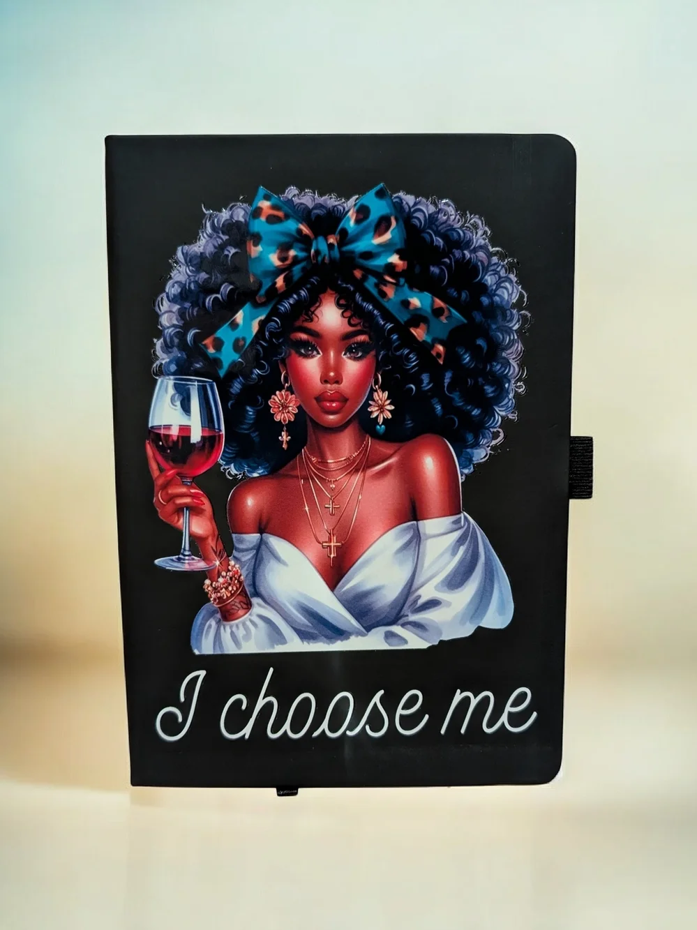 I Choose Me Black Notebook with Illustrated Woman